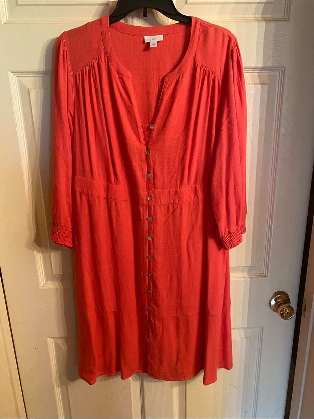 J. Jill Coral Button-Front Midi Dress